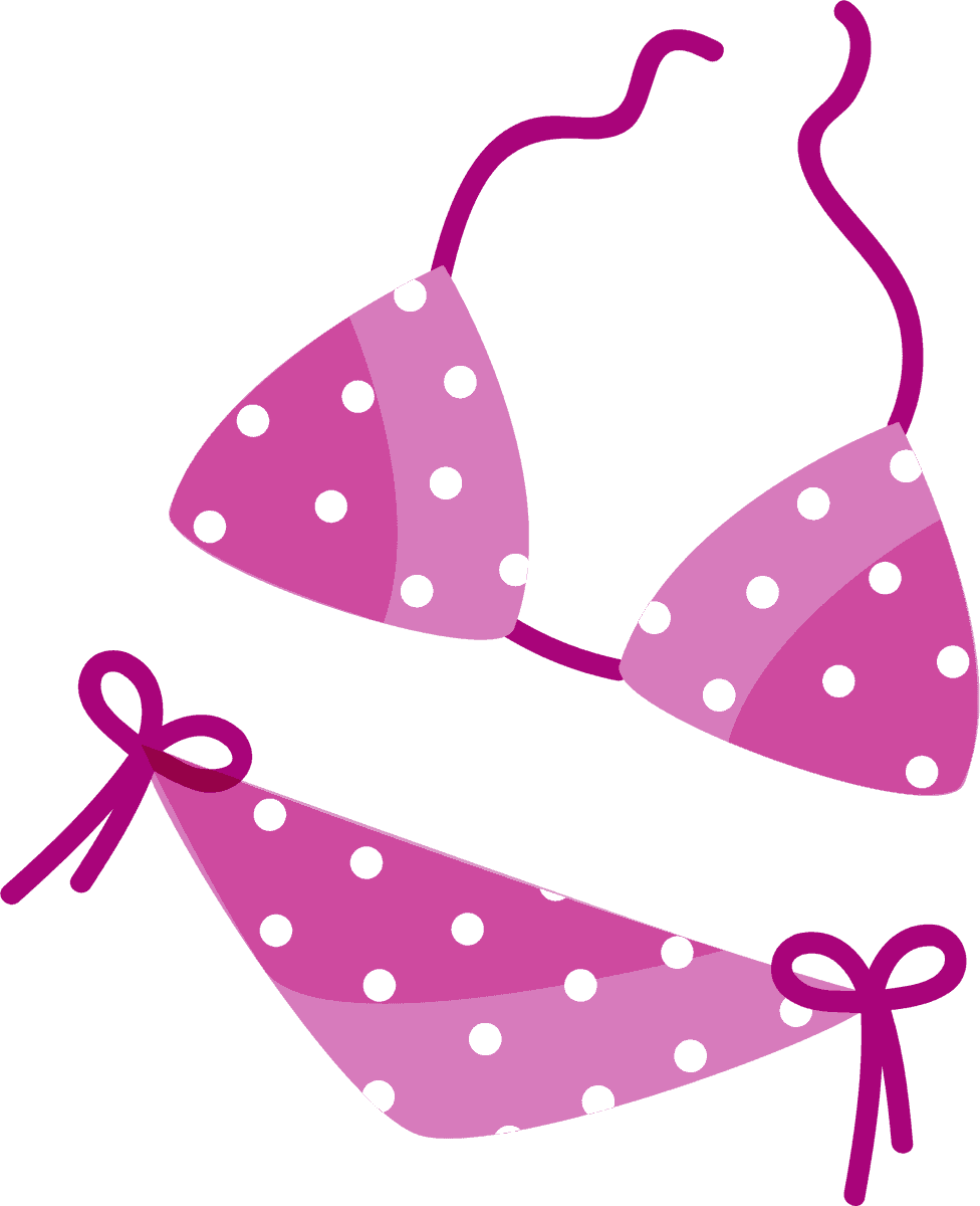 summer elements sea objects icons featuring a playful polka dot bikini set for beach fun