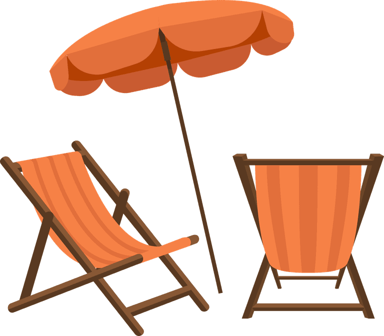 summer elements sea objects icons featuring beach chairs and umbrellas for relaxation