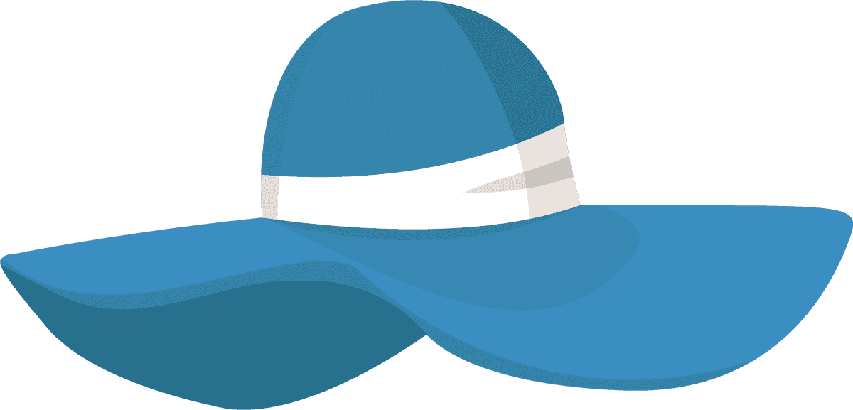 summer elements sea objects icons featuring a stylish blue sun hat for beach outings