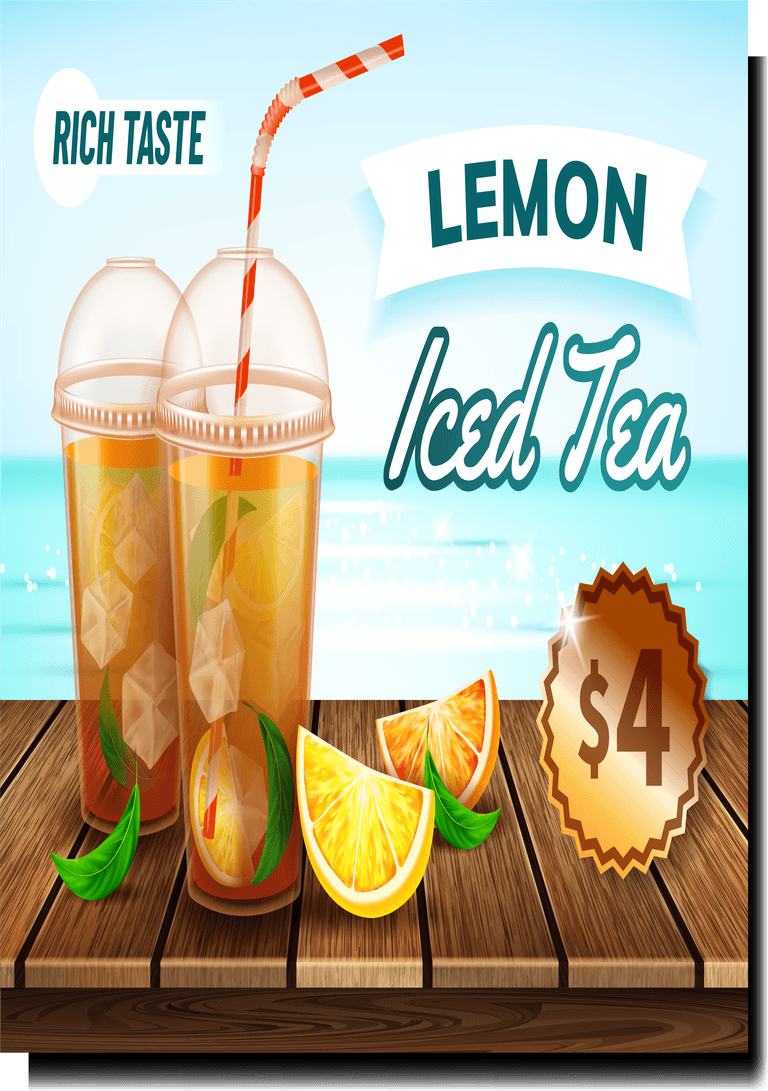 Summer heat relief iced drink poster vector