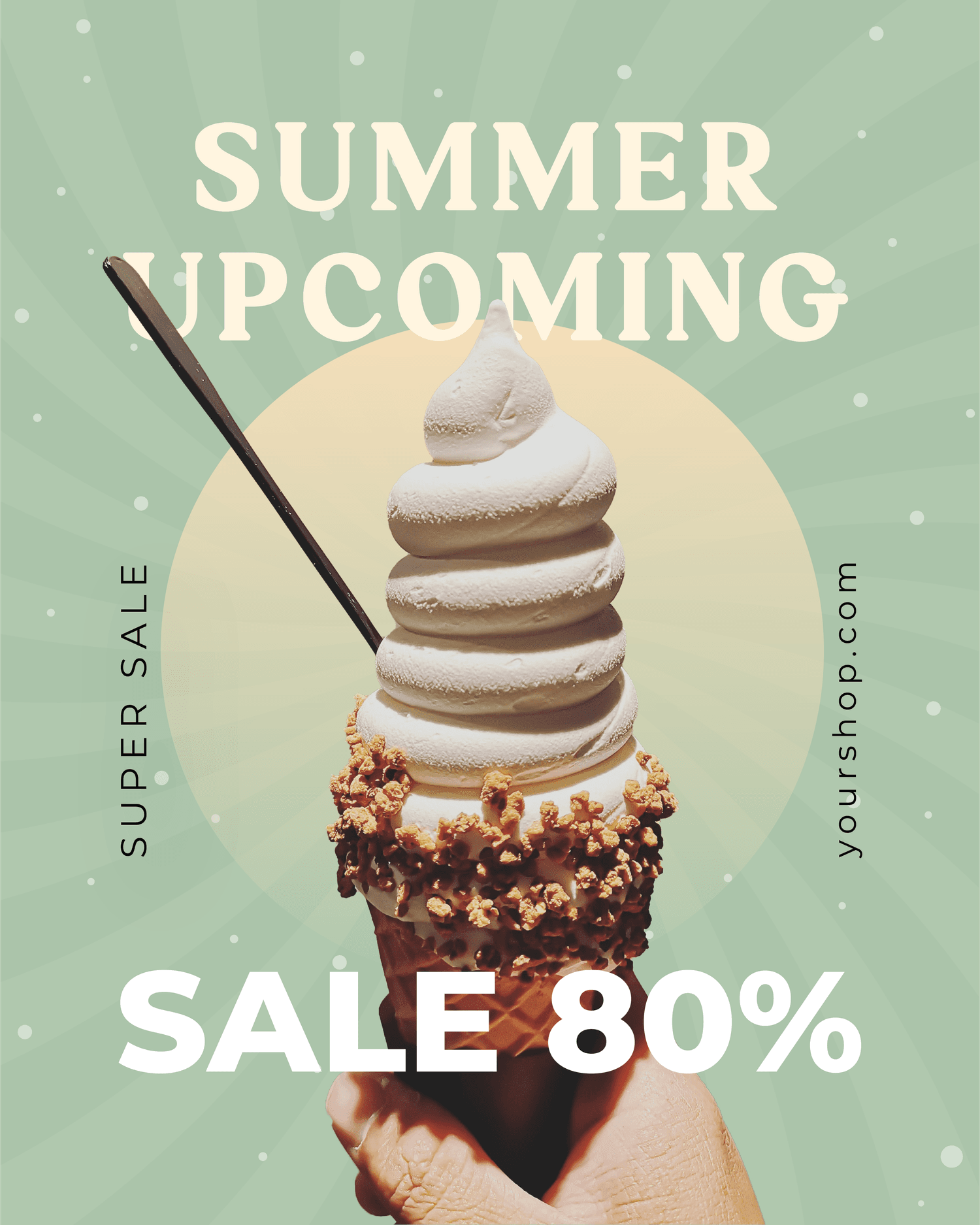 summer ice cream poster bold, colorful, summer seasonal promotion, ice cream shop signage