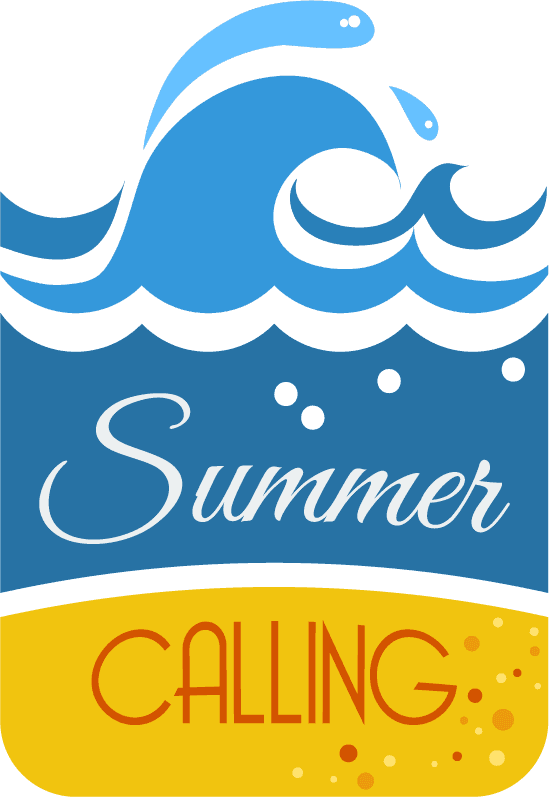 summer label set with wave sun