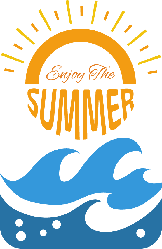 summer label with wave sun for beach activities and seasonal promotions