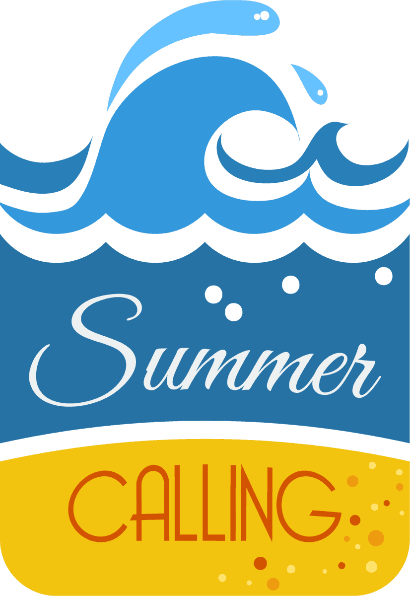 summer label with wave sun for beach parties and summer celebrations