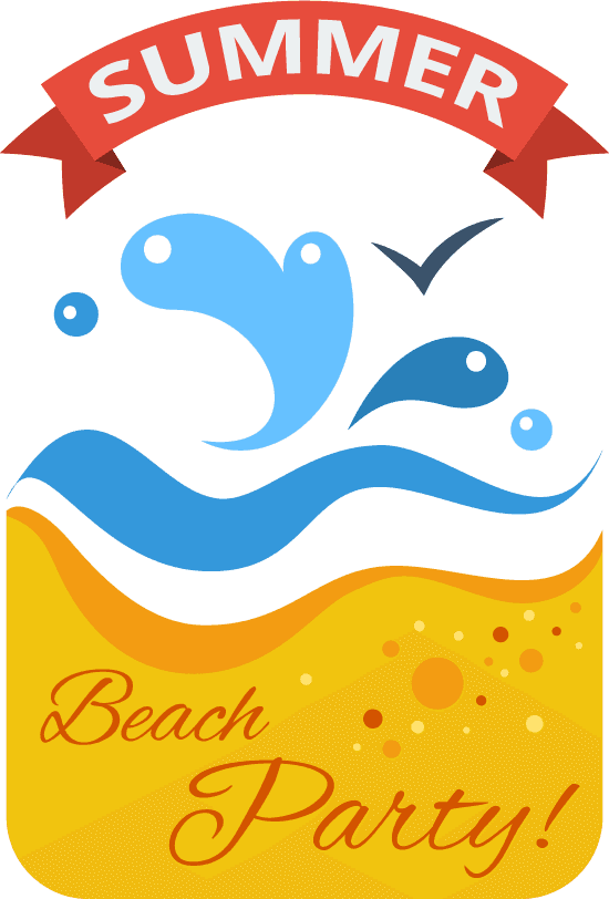 summer label with wave sun for beach party events and festive gatherings