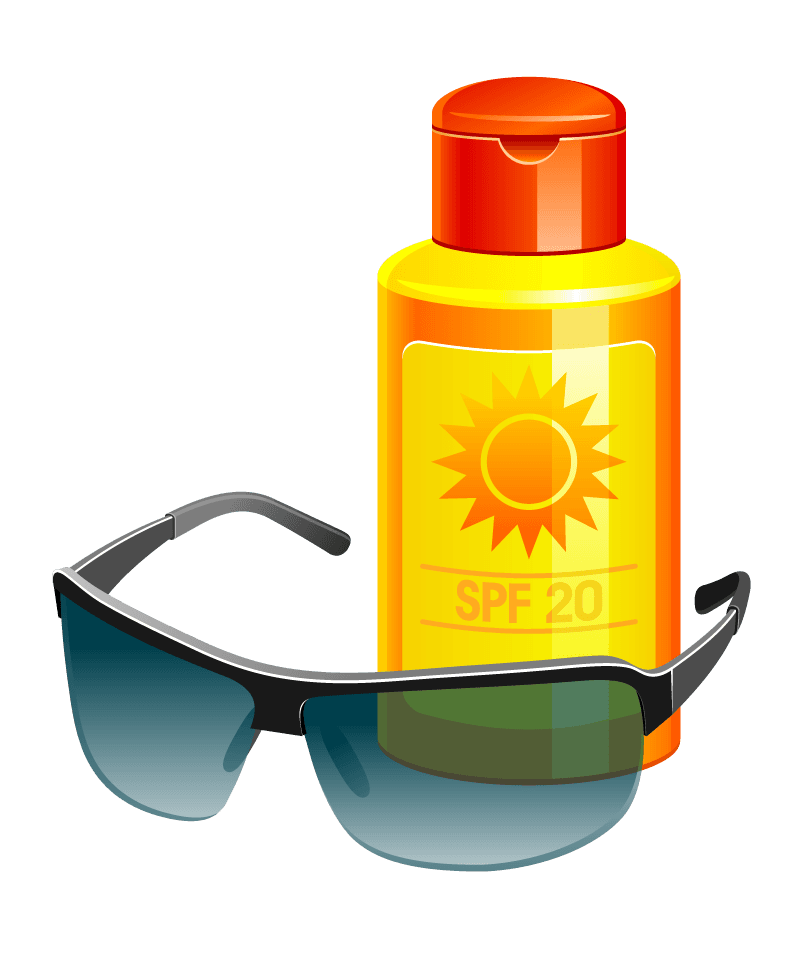 sunglasses and sunscreen travel goods vector