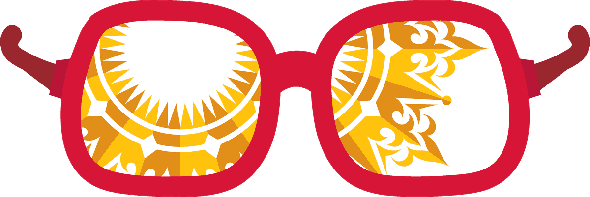 sunglasses of different designs with vibrant colors and intricate reflections for summer activities