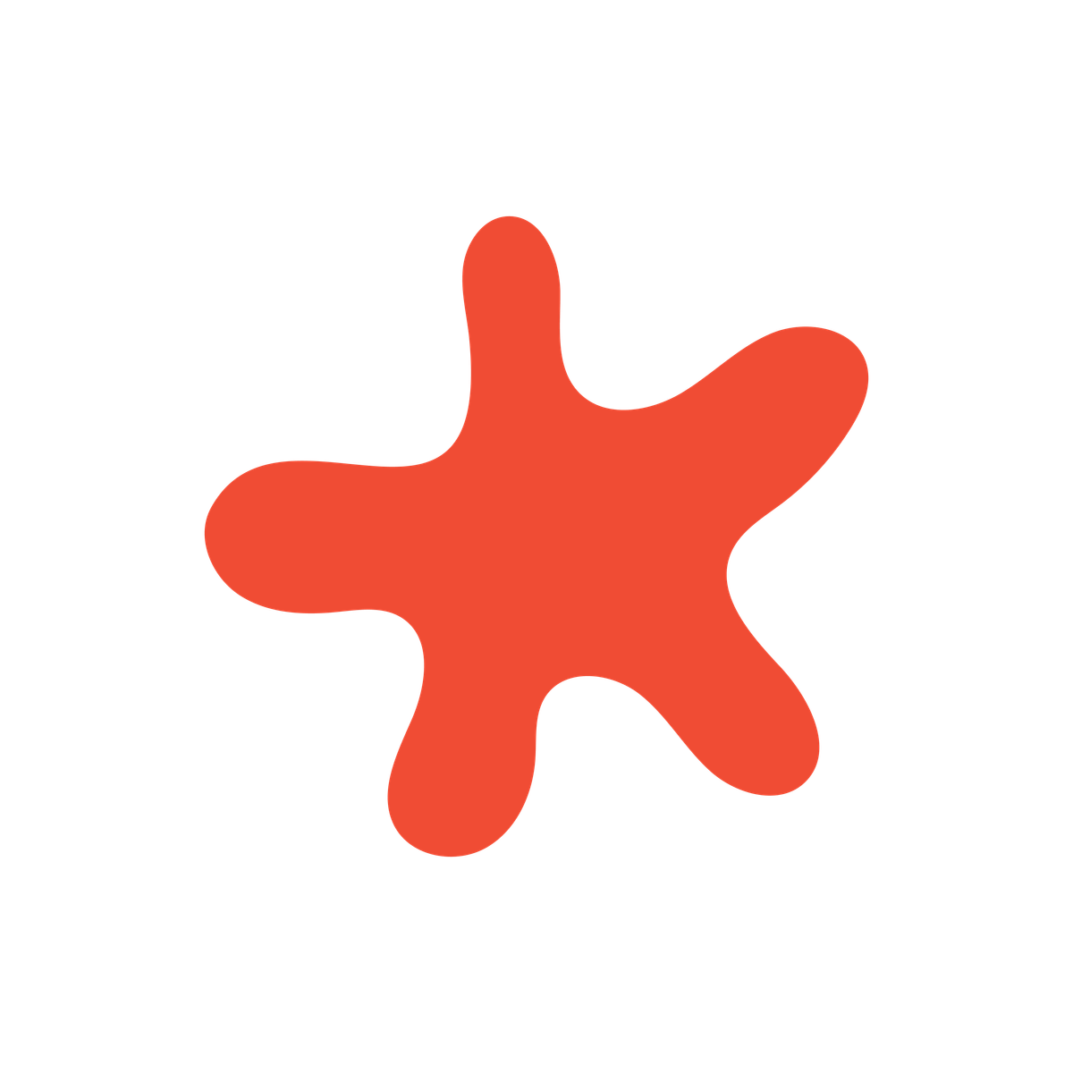 abstract shape element resembling an organic starfish or blob in a red color