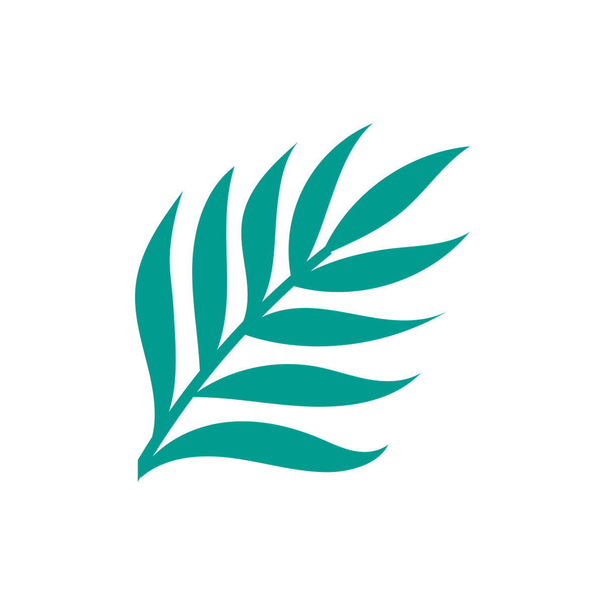illustration element featuring a single botanical branch with leaves in a blue color for decoration