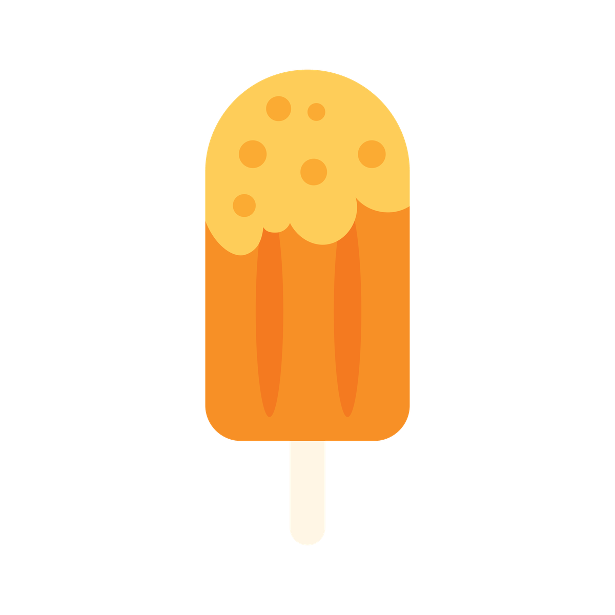 flat illustration of a refreshing orange popsicle, a perfect sweet treat for summer days