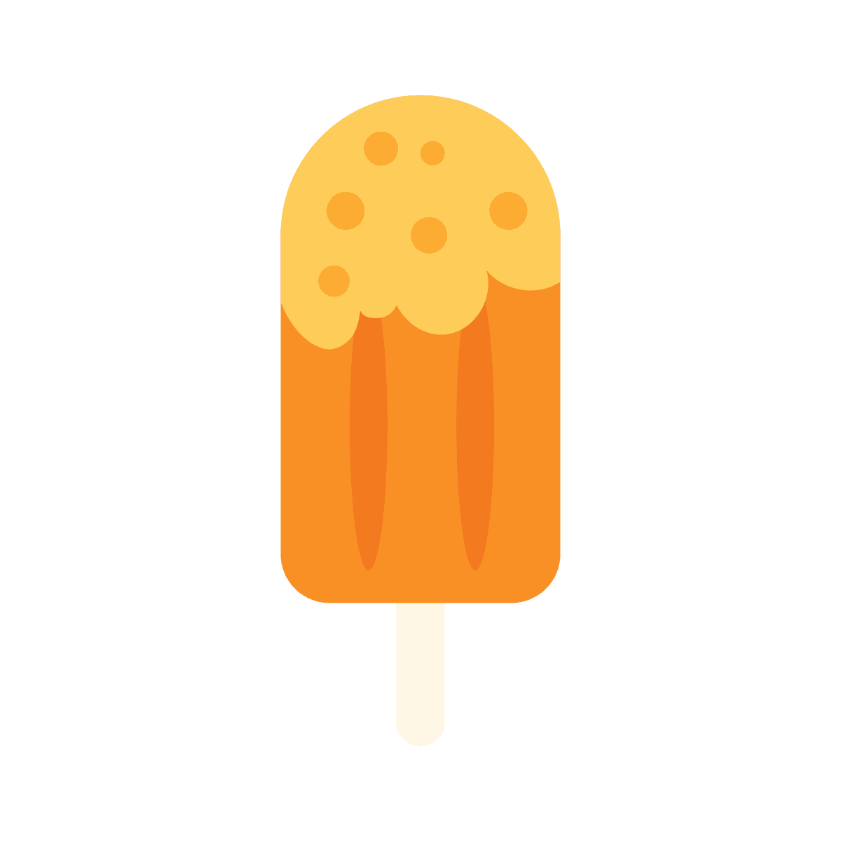 flat illustration of a refreshing orange popsicle, a perfect sweet treat for summer days