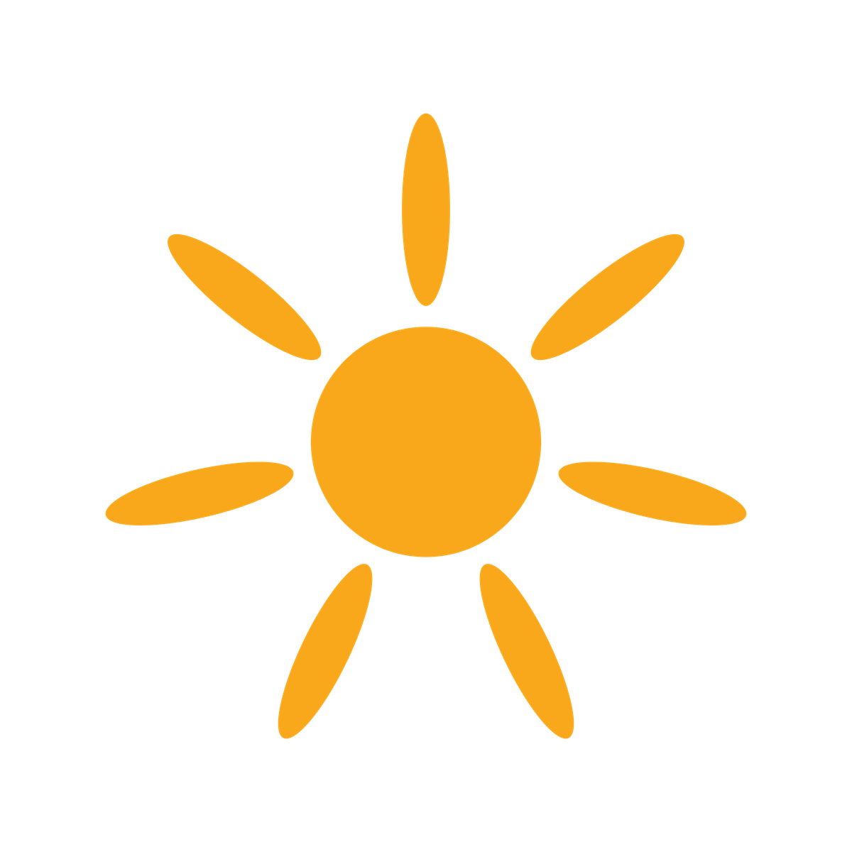 colorful flat stylized illustration of a yellow sun with eight rays