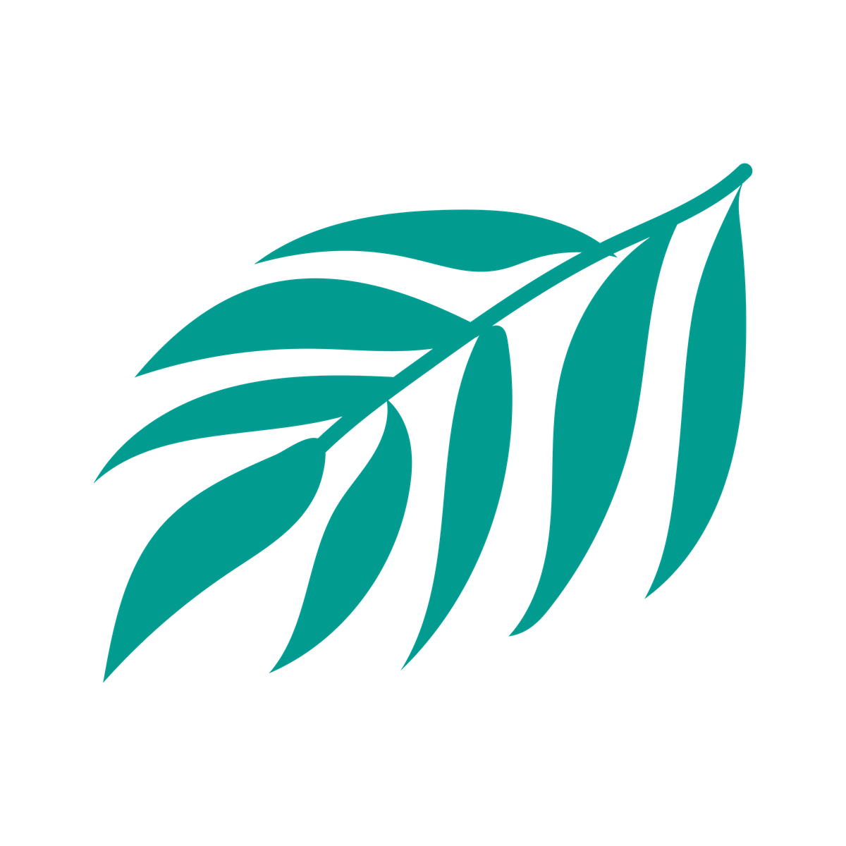 illustration element featuring a single botanical branch with elongated leaves in a blue color for decoration