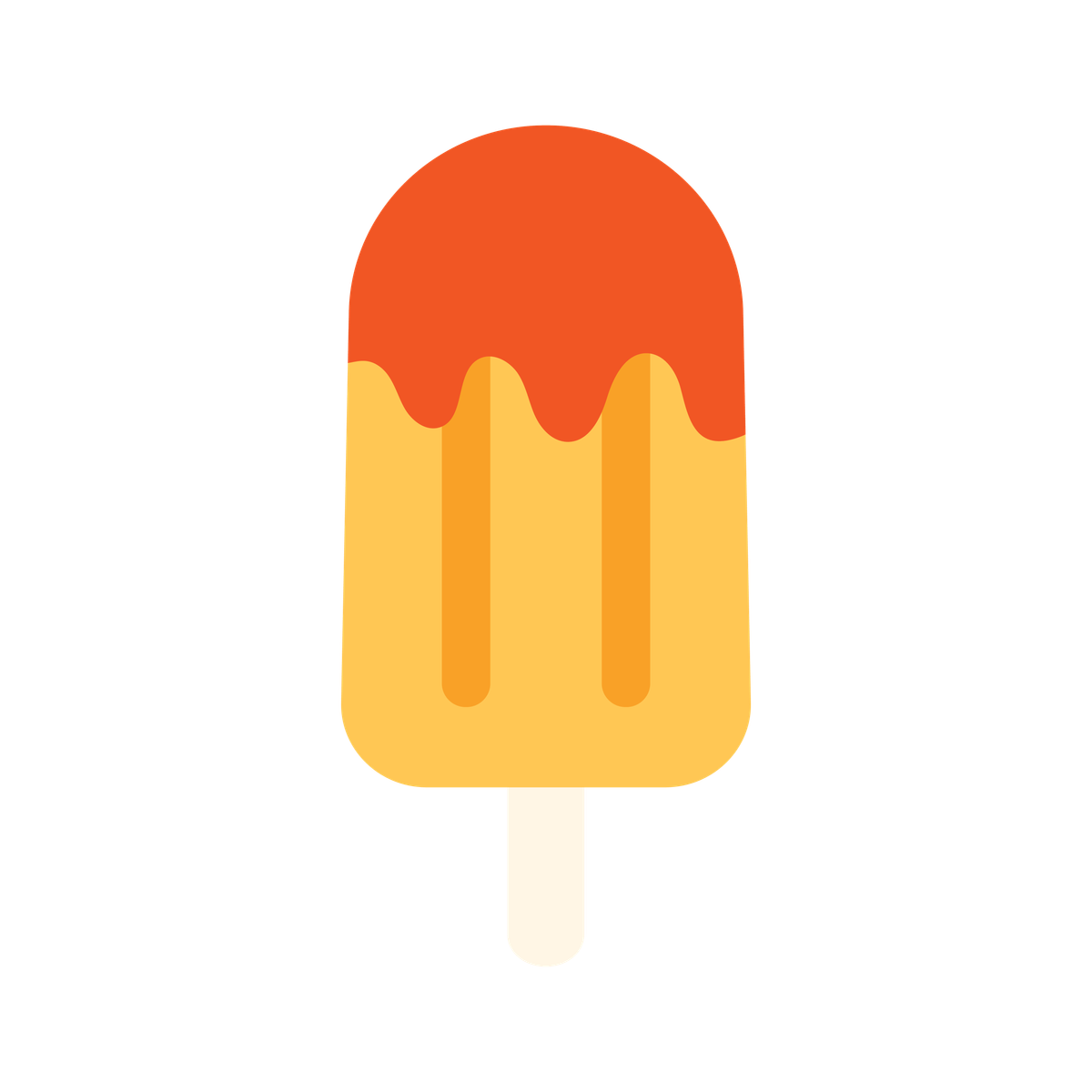 flat illustration of a two-toned orange and yellow refreshing popsicle treat