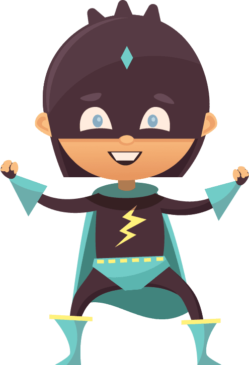 super hero kids wearing colorful costumes different superheroes retro set isolated