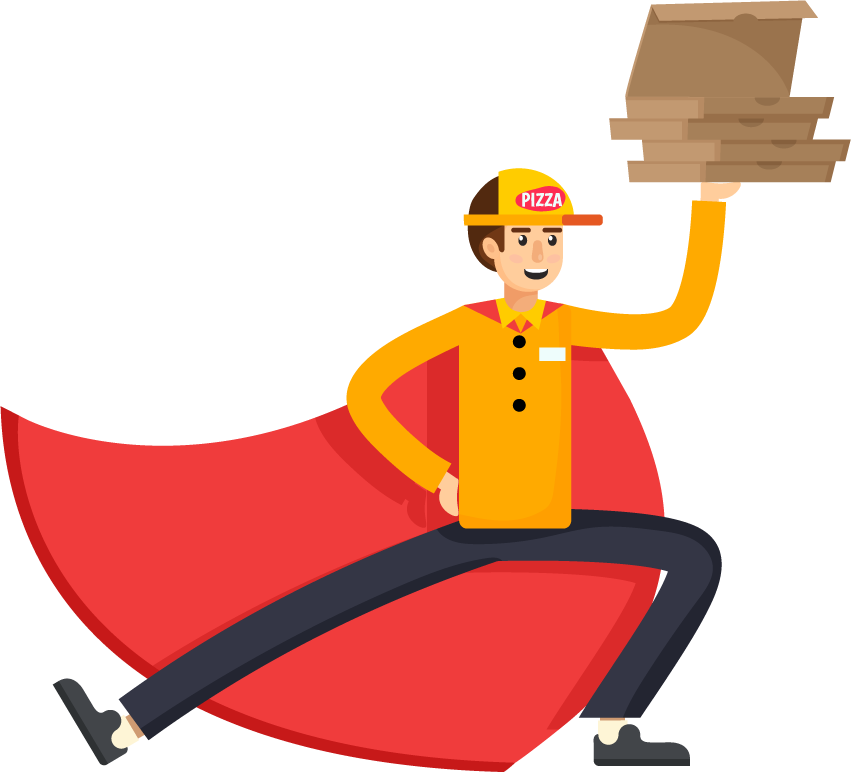 superheroes orthogonal flat people delivering pizzas with flair and fun for your projects