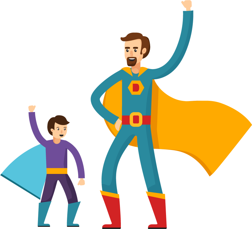 superheroes orthogonal flat people in vibrant colors for fun and playful themes