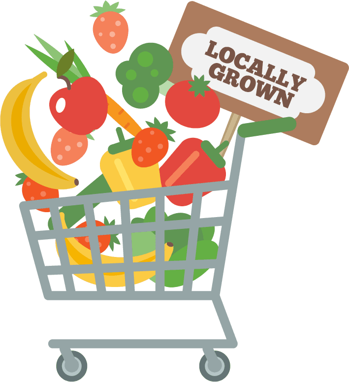 supermarket cart with food filled with fresh produce for healthy shopping choices