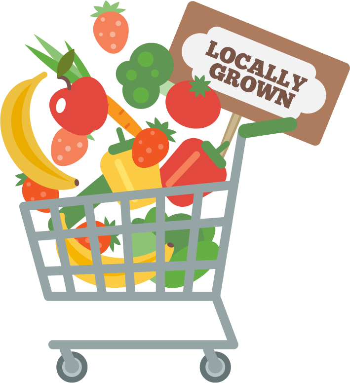 supermarket cart with food filled with fresh produce for healthy shopping choices