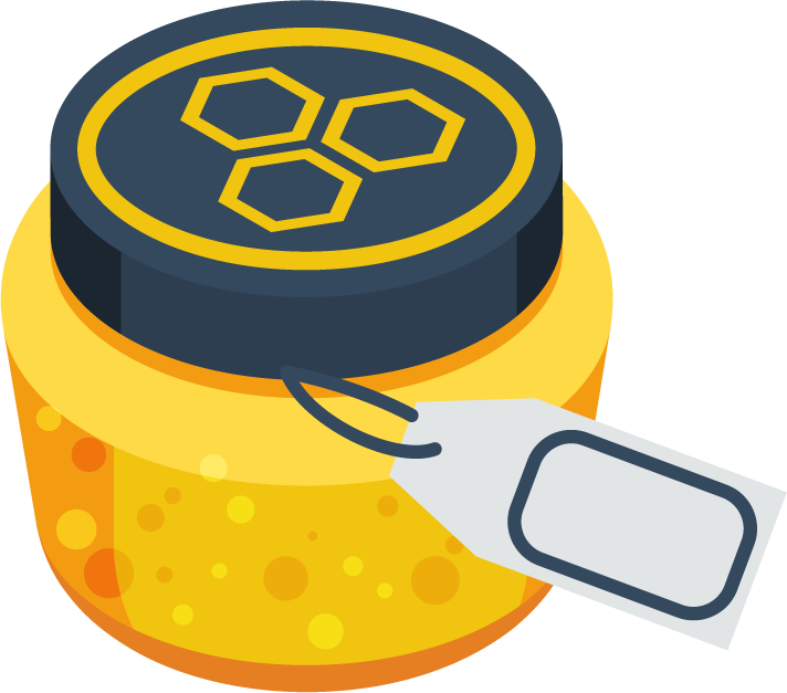 supermarket isometric flat icons showcasing honey jar with label and honeycomb design