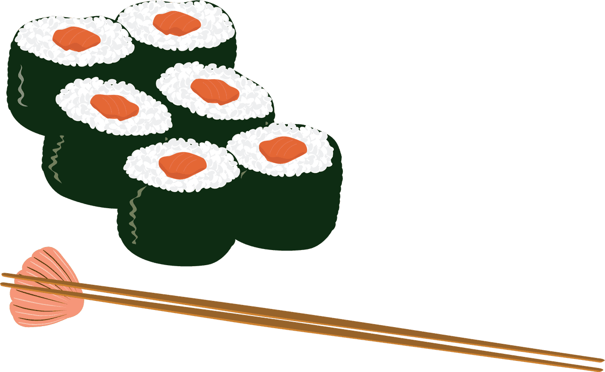 sushi plate seafood vector with colorful rolls and chopsticks for culinary art