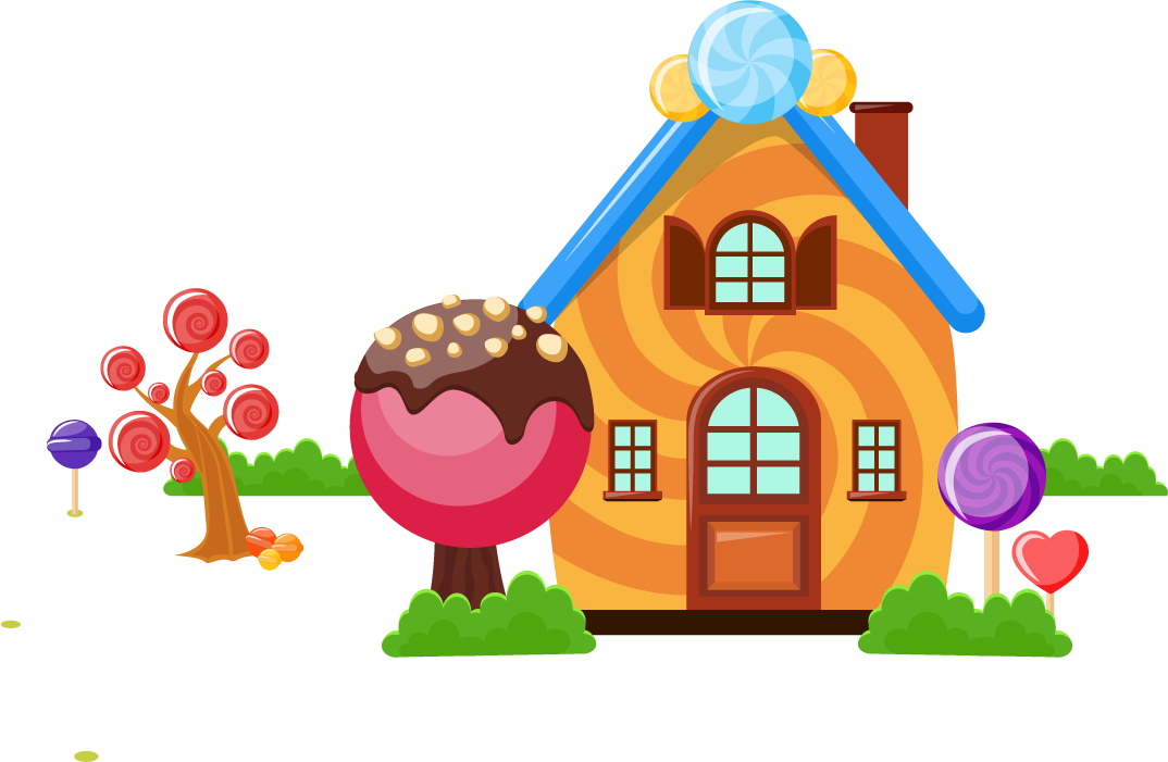 sweets landscape banners set featuring colorful candy houses and trees for festive decorations