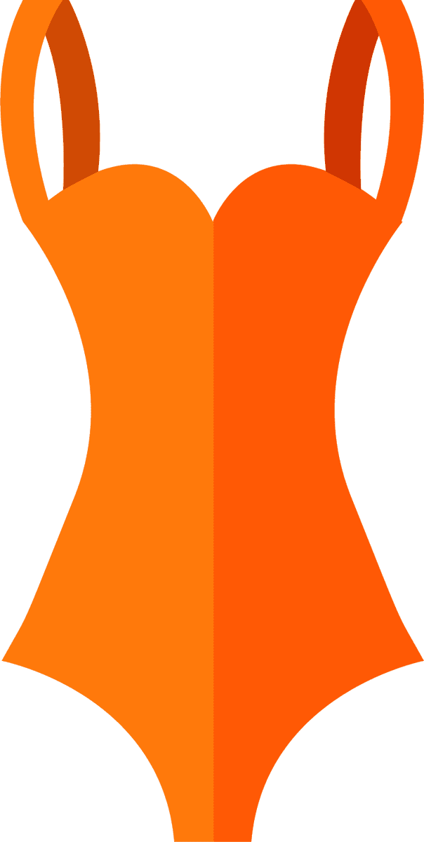 flat summer swimwear illustration showcasing a vibrant orange one-piece for beach fun