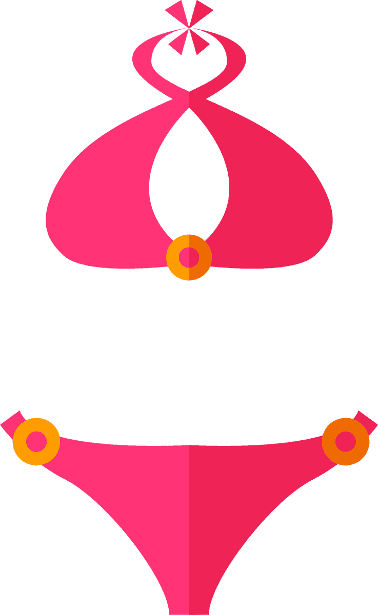 flat summer swimwear illustration featuring a chic pink bikini with bright accents