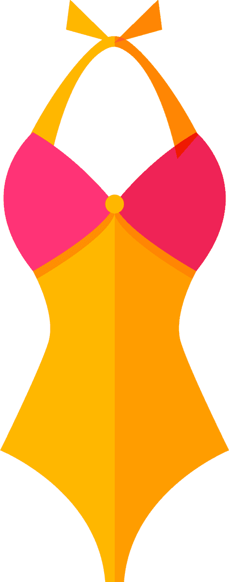 flat summer swimwear illustration featuring colorful bikini with stylish bow details