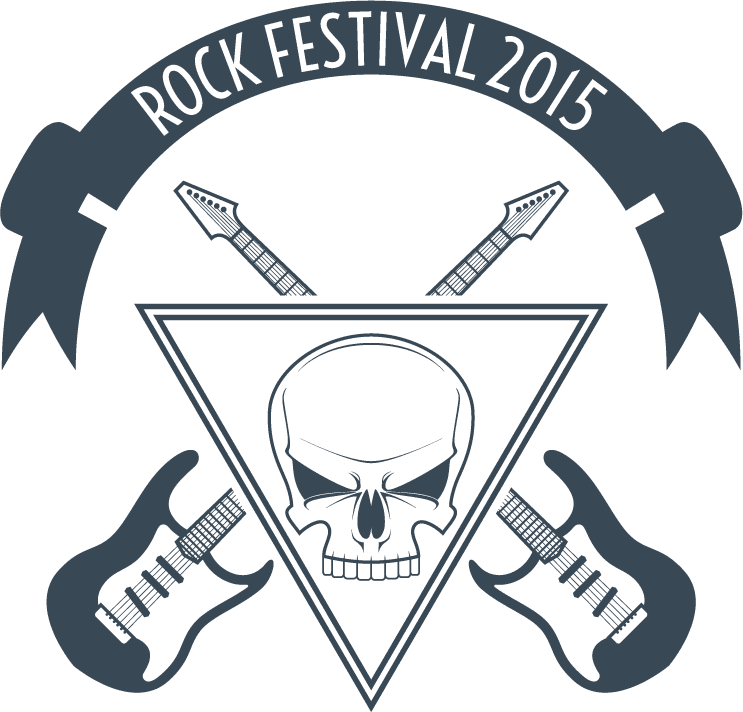 simple rock music tattoo design featuring a skull and guitars for festival lovers