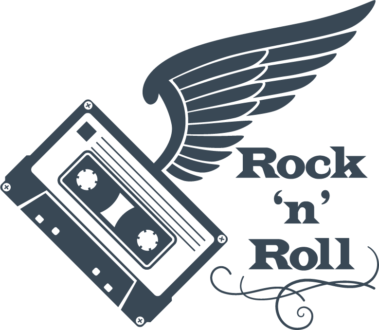 simple rock music tattoo design featuring a cassette with wings for music lovers