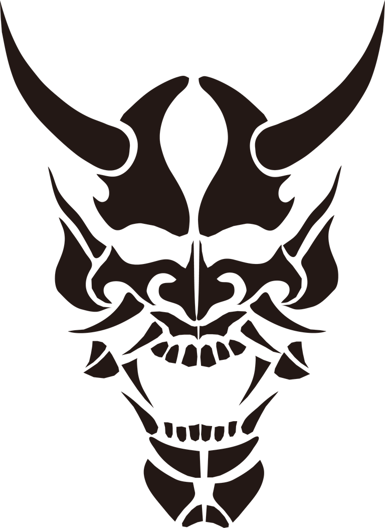 simple tattoo totem design featuring a fierce and bold horned mask for striking body art
