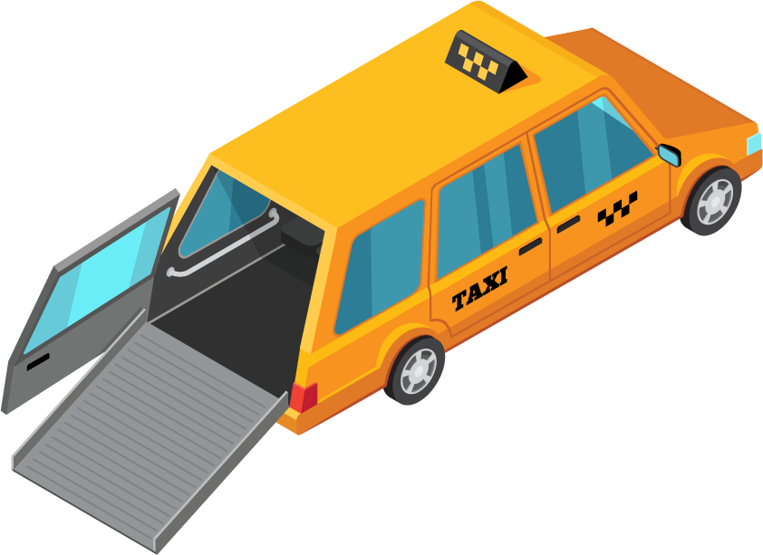 taxi service isometric isolated icons for accessible transportation solutions and urban mobility