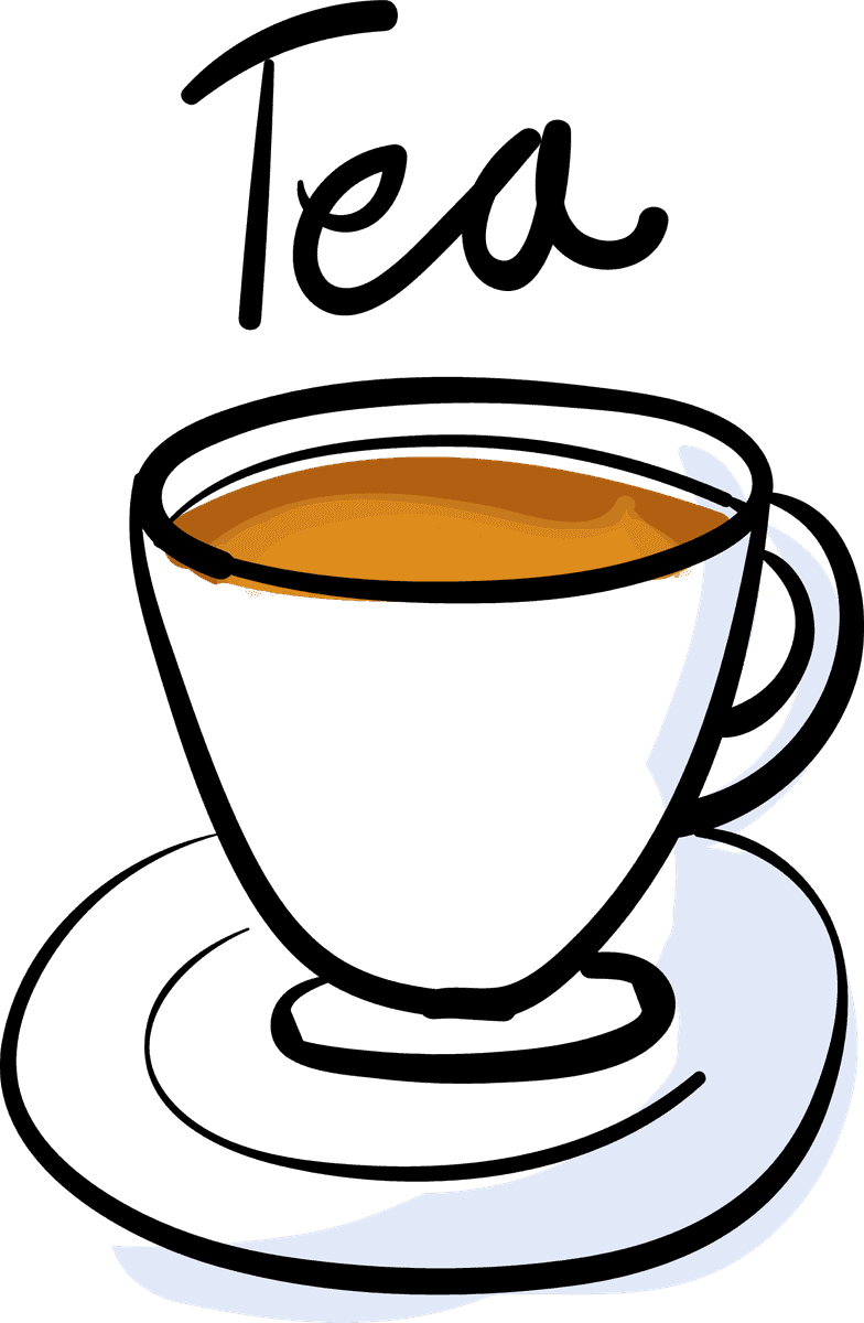 tea drawing style food collection featuring warm beverages and cozy moments