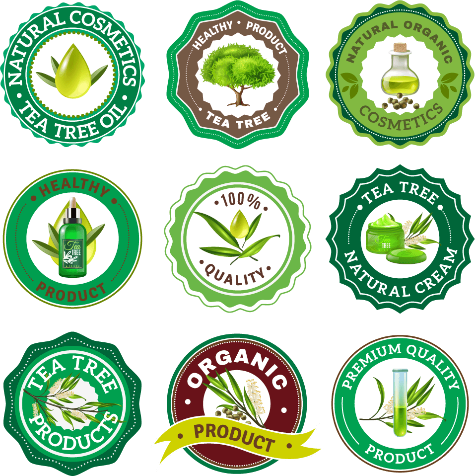 tea tree emblem set icons