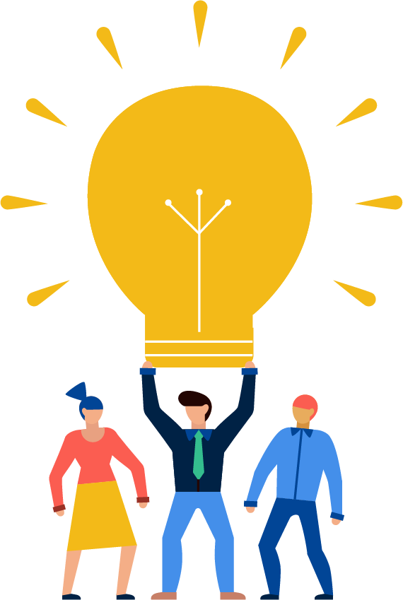 simple flat teamwork illustration showing collaboration for bright ideas and creativity