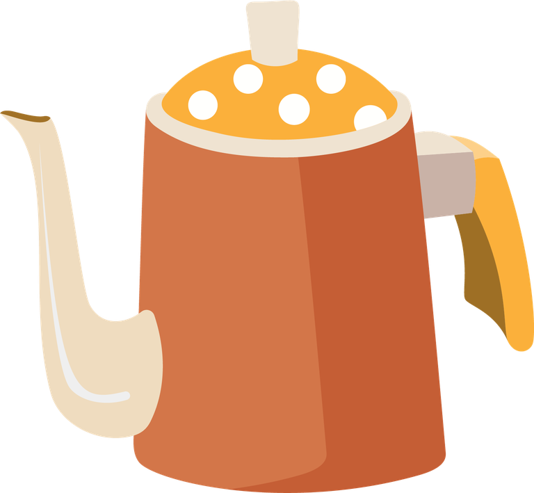 Colorful teapots and cup illustration