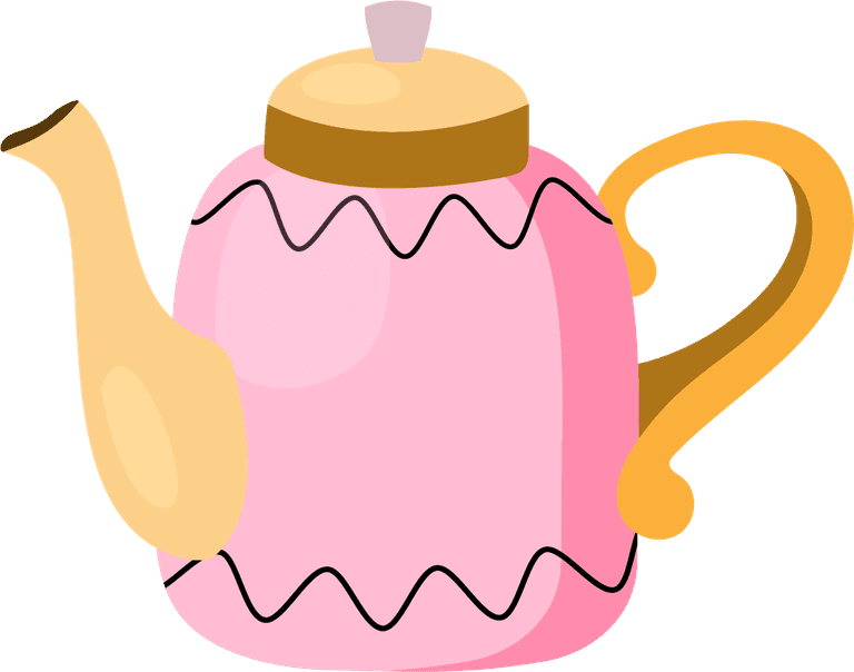 Colorful teapots and cup illustration