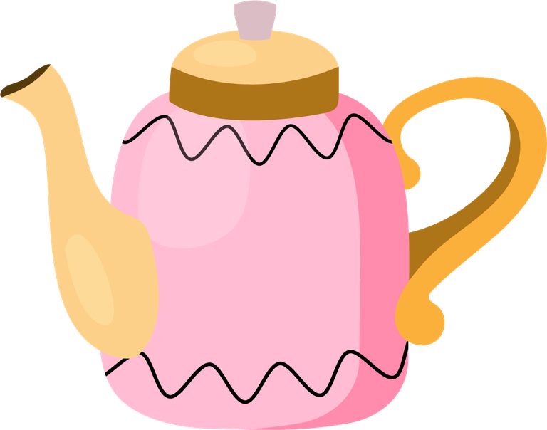 Colorful teapots and cup illustration