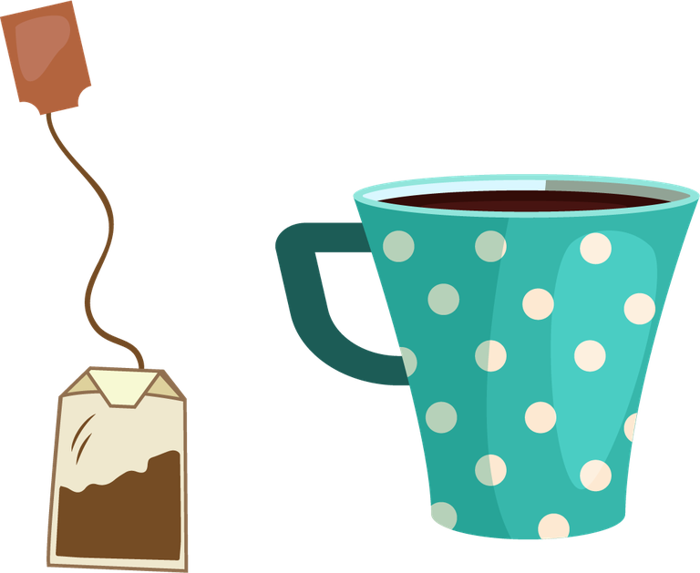 colorful teapots and cup illustration featuring playful polka dots for tea lovers