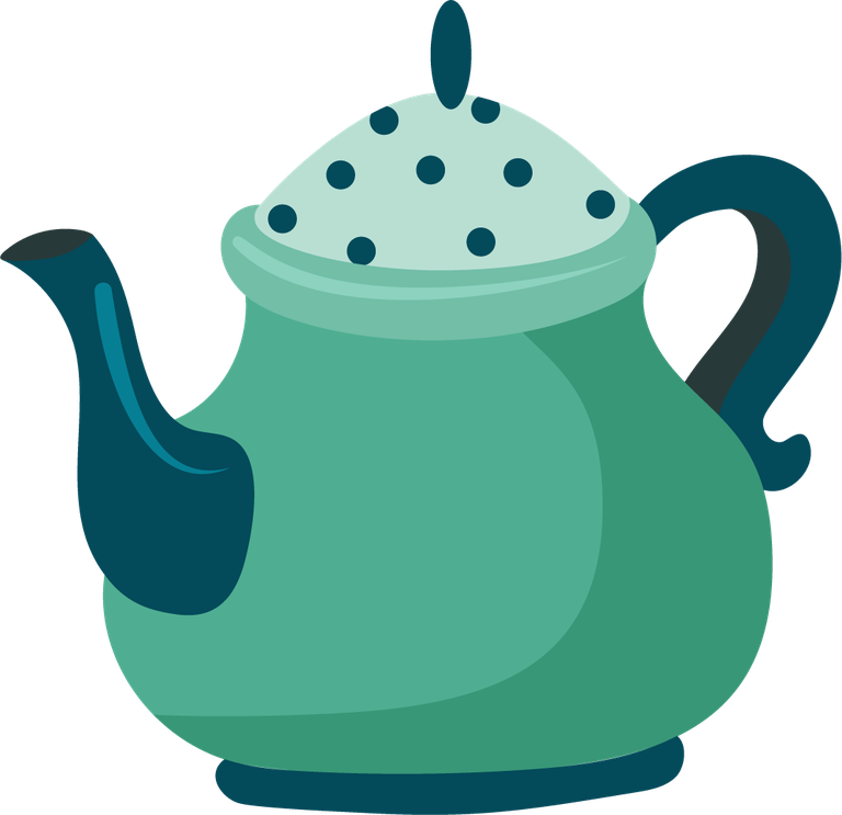 Colorful teapots and cup illustration