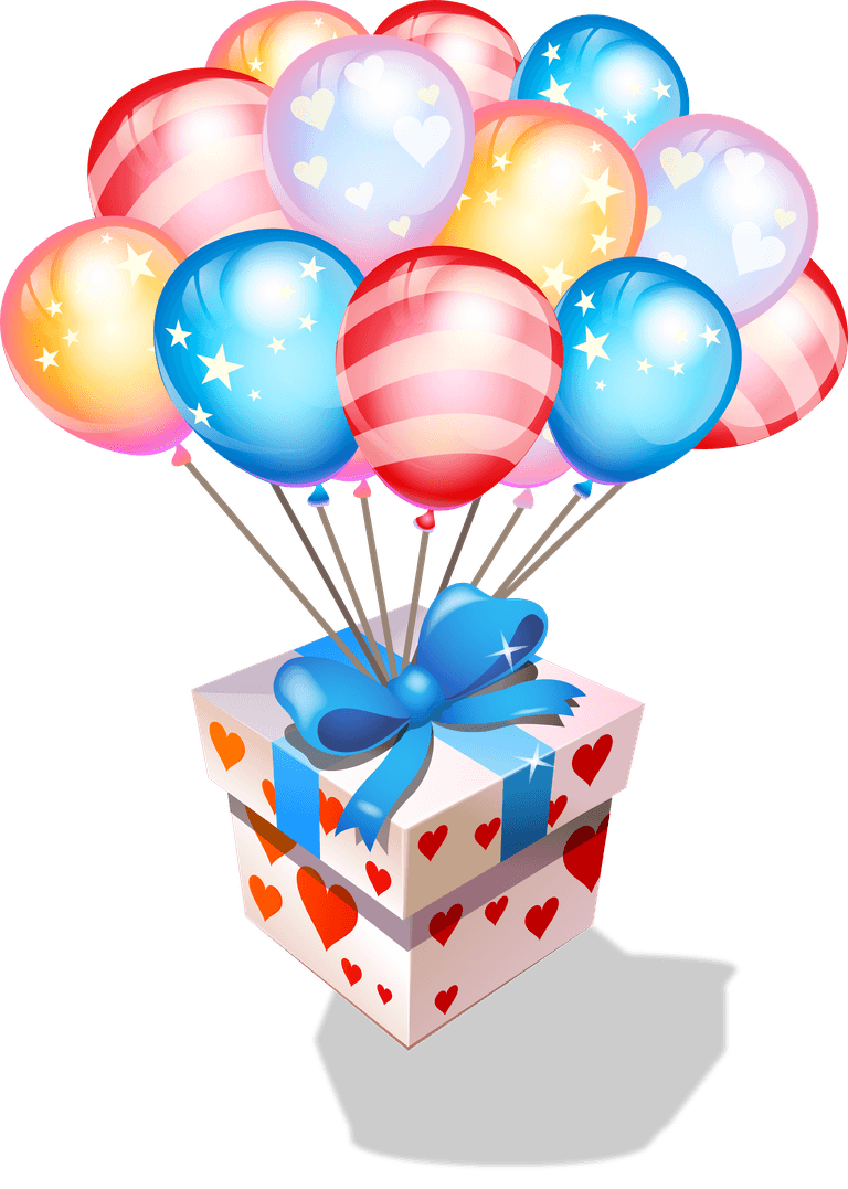 colorful balloon and gift box celebration icon texture for festive occasions