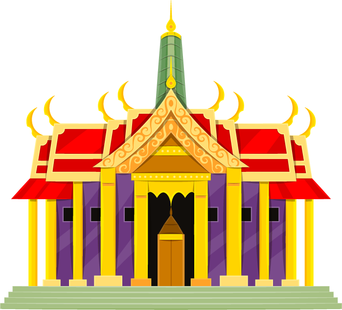 temple thailand icons set featuring vibrant architectural styles for cultural representation