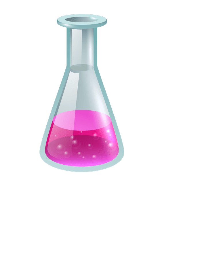 test equipment medical icons featuring a colorful laboratory flask with liquid bubbles