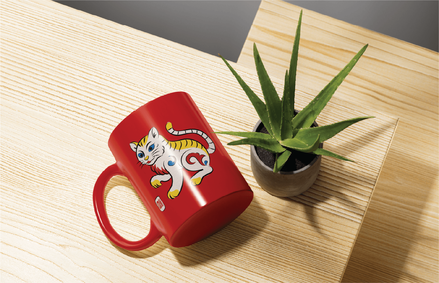 Vietnamese Folk Art Zodiac Collection – Mão (Cat) Ceramic Mug (image 1)