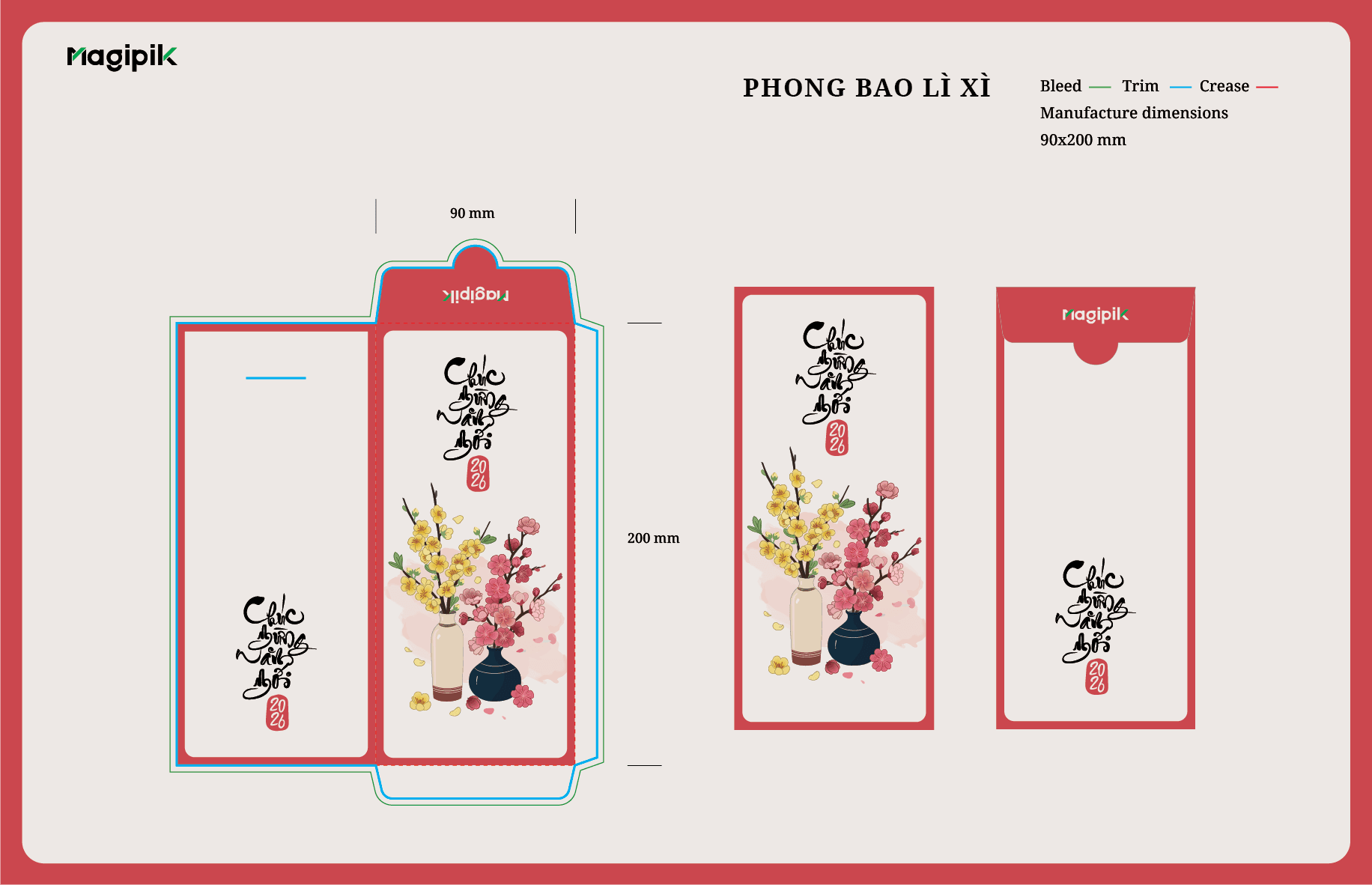 Editable Tết Việt Lì Xì designs – Traditional & Festive red envelopes (image 1)