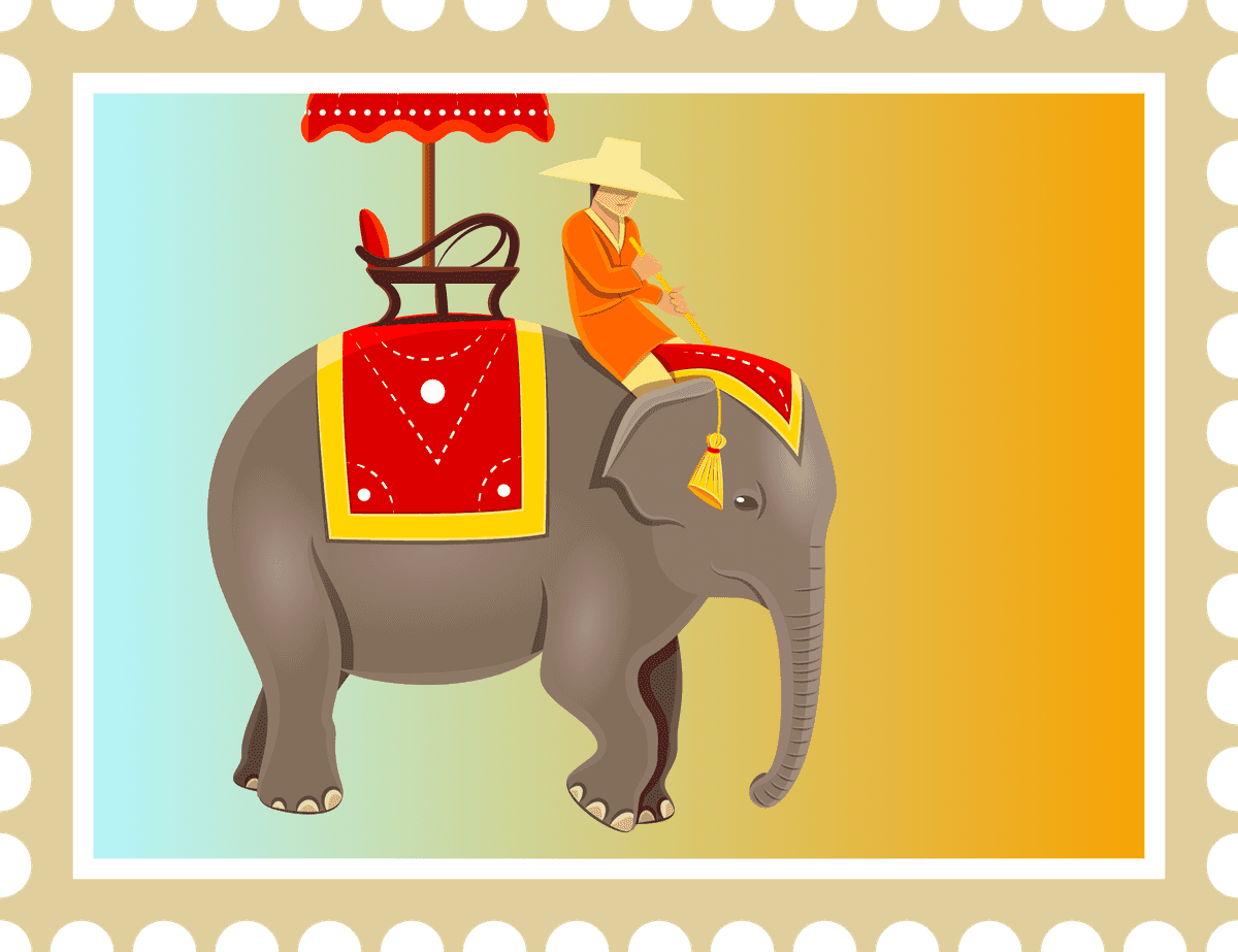 simple thailand postcard poster featuring a traditional elephant ride experience