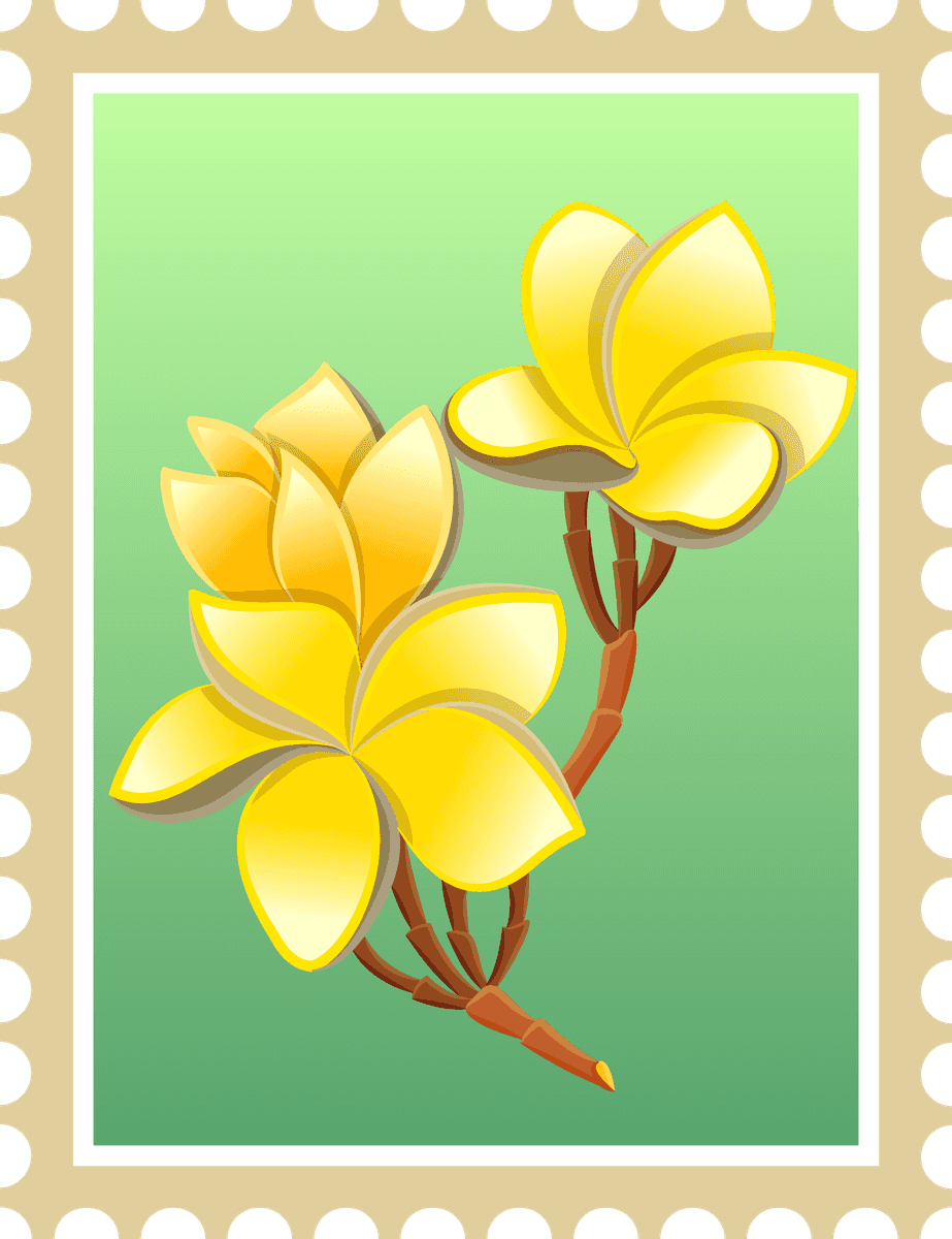 simple thailand postcard poster featuring vibrant plumeria flowers and tropical colors