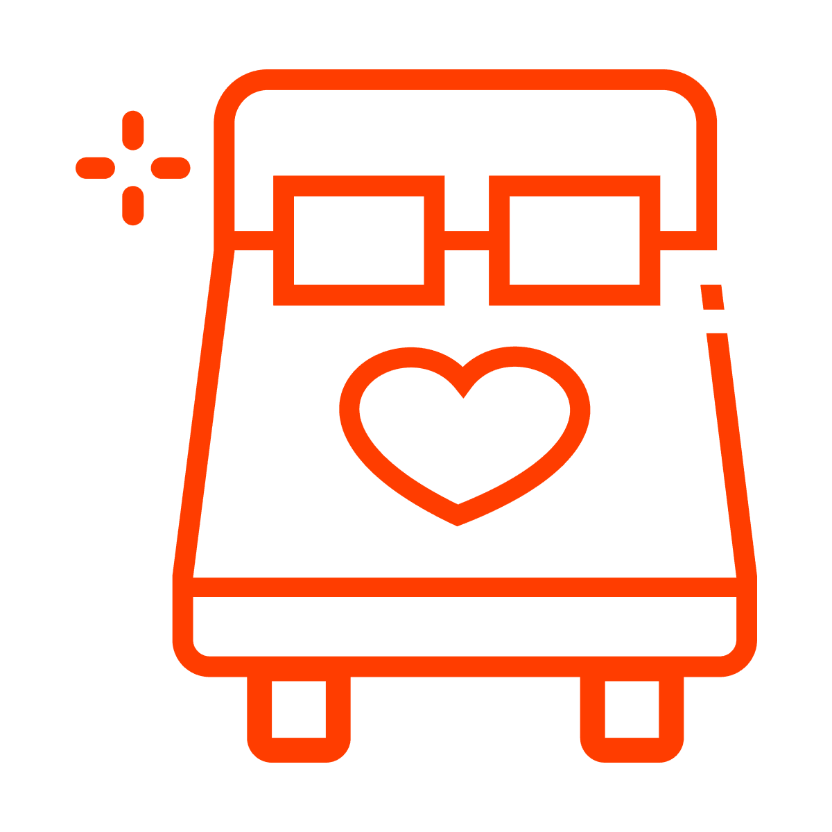 playful heart bus icon in bold red