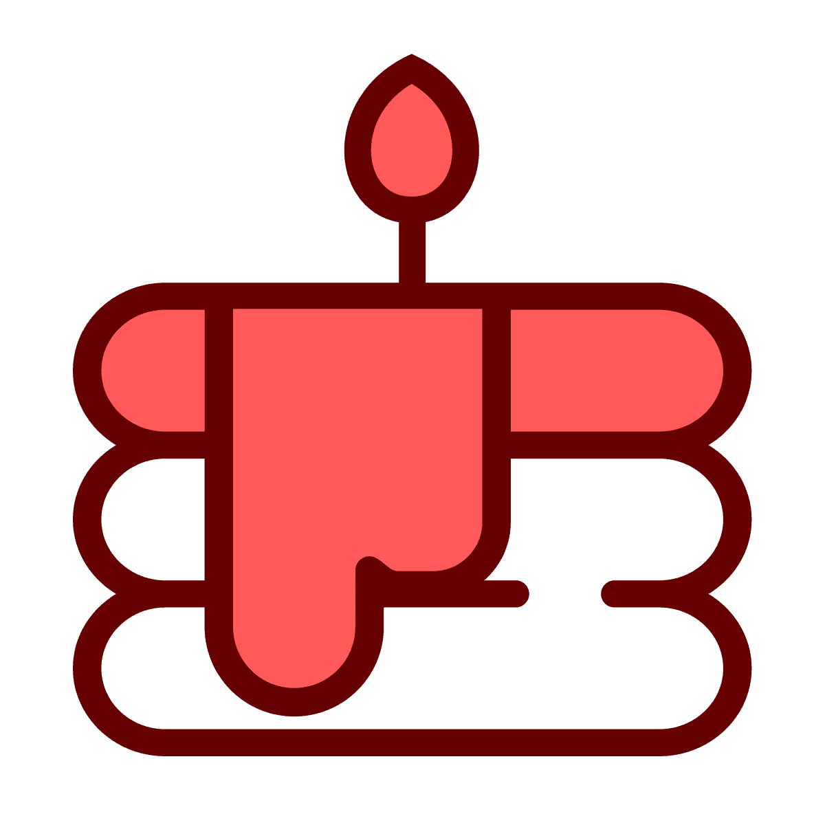 simple flat icon of a slice of cake with candle and frosting